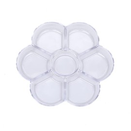 Akebrog Petal Plastic Palette Painting Dish 7 Well Flower Paint Tray Watercolor Painting Mixing Palette for Oil Acrylic Watercolor Gouache,Easy Wash, Paint Palette (Transparent)