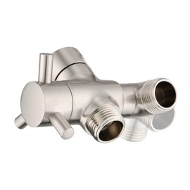 PDPBath Brass 3 Way Shower Arm Diverter Valve for Handheld Shower Head and Fixed Shower Head, G1/2 Universal Connection - Brushed Nickle