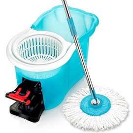 Bulbhead Hurricane Spin Mop and Bucket - Machine Washable 360 Rotating Round Microfiber Mop Head, Floor Cleaning Tool Kit for Home Office, Bathroom or Kitchen