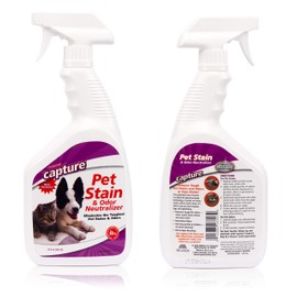 Capture Pet Stain & Odor Neutralizer - Pet Stain Remover for Carpet, Wood, Leather, Rug, Bed, Couch, Car, Upholstery, Clothes, Curtains, Wall, Floor, Concrete - 32oz Portable Spray Bottle (2 Pack)