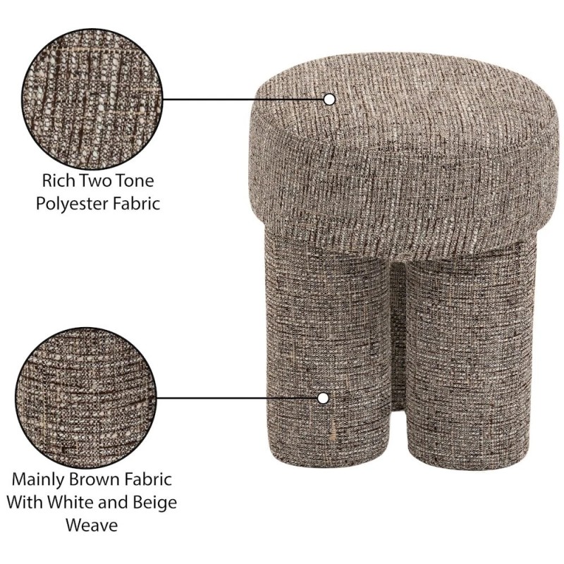 Meridian Furniture Larson Brown Polyester Fabric Ottoman/Stool