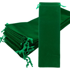 Palmhomee Pack of 12 4x12 Inch Velvet Drawstring Bags Gift Bag Velvet Pouch For Jewelry Wedding and Party Favor (Green)