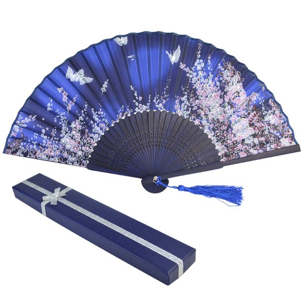 baotongle Lace Hand Fan Bamboo Fan with Gift Box for Summer Occasions Outdoor Weddings Garden Parties