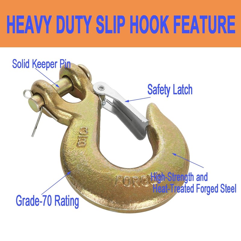Yision 4pcs Clevis Slip Hook 3/8 Inch with Safety Latch,