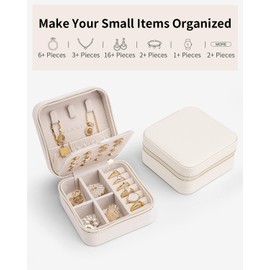 Vlando Schmuckkästchen Klein, Schmuckschatulle für Mädchen, Schmuckbox Damen, Reise Schmuck Etui, Jewelry Organizer Leder, für Ohrringe, Halsketten, Ringe, Hochzeit Geschenk