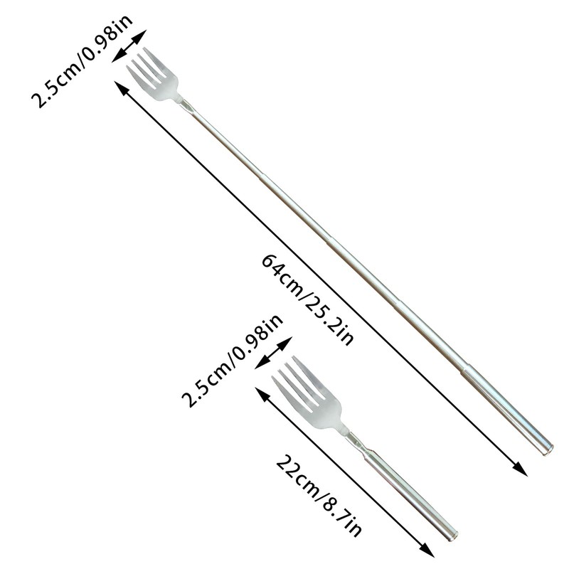 2 Pieces Extendable Stainless Steel Fork, Telescopic Fork, Extended Dinner