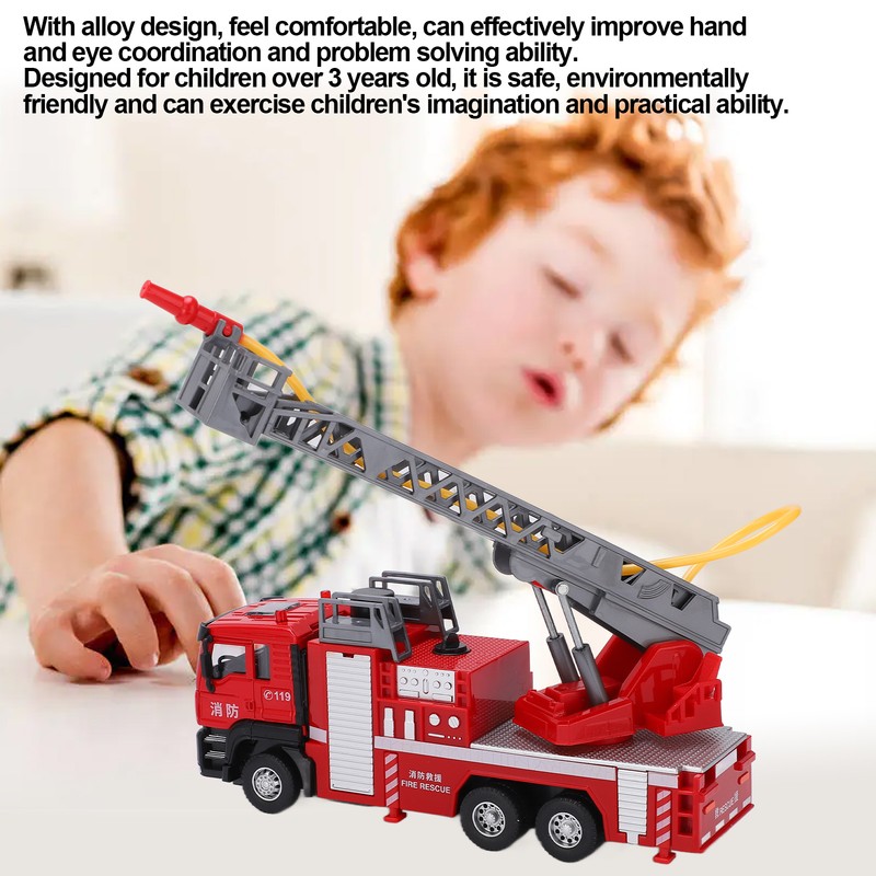 1:50 Ladder Fire Truck Alloy Model 180° Rotating Table Fire
