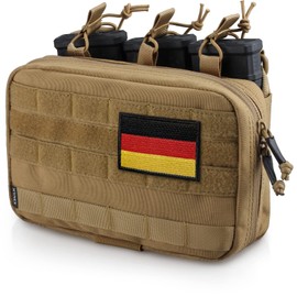 WYNEX Tactical Mag Admin Pouch, Molle Utility Tool Pouch Medical EMT Organiser with Triple Stacker Magazine Holder for M4 M20 Patch Included