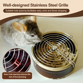 Arfubye Ceramic Chinchilla Litter Box Corner Litter Box for Small Pets Round Potty Trainer Corner Litter with Stainless Steel Grids Chew-Resistant，Anti-Slip Pet Pan for Chinchillas, Small Animals