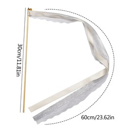 Ribbon Wands with Bells,Jicyor 20pcs Magic Wands with Ribbon Bells Beige Bell Wands Sticks Wands for Wedding Birthday Party Baby Shower Decoration