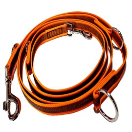 Activity4Dogs Non-Slip Nylon Dog Lead, Non-Slip, 2.80 m Long, 4-Way Adjustable Lead for Medium and Large Dogs, Orange, Made in Germany