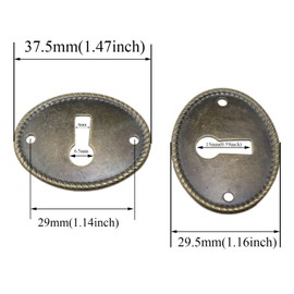 yukata Bronze Oval Vintage Corner Code Trivia Piece Eyelet Cover Iron Decorative Drawer Keyhole Covers Key Hole Old Keys Fringe Edge Door Cover Door Covers Decorative with Screws 8PCS