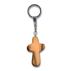 Olive Wood Cross Keyring