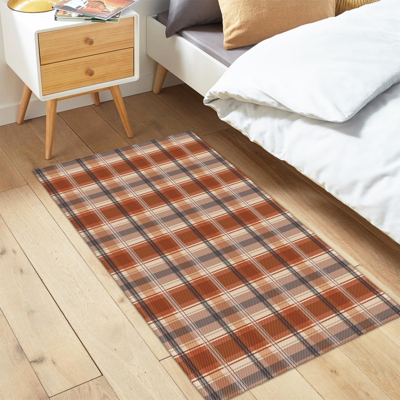 Fall Plaid Doormat Autumn Burnt Orange Buffalo Check Area Rugs