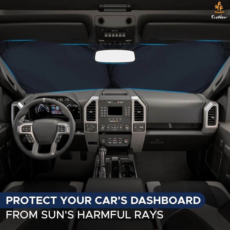 EcoNour X Large Black Silver Truck Sun Shade For Windshield