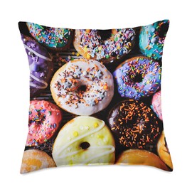 Carpe Cranium Donuts (Frosted Sugar Euphoria) Throw Pillow, 18x18, Multicolor