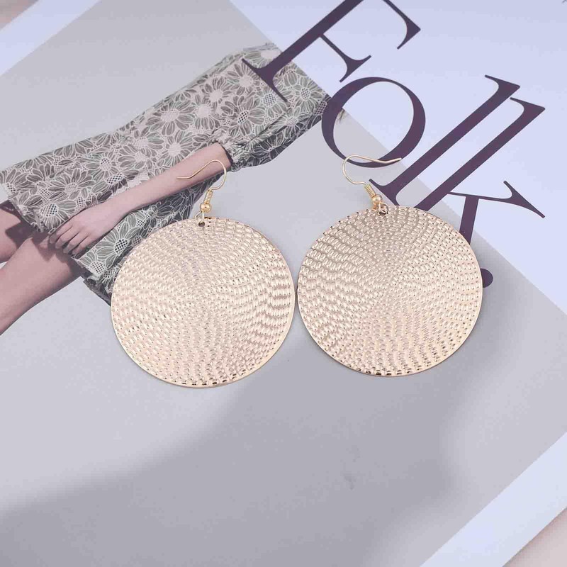 Iaceble Boho Large Disc Drop Earrings Hammered Disc Earring Disc