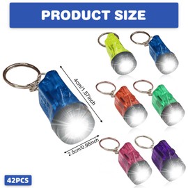 Molbory 42 pieces mini torch key ring, 4 cm LED mini torch, children's handlamp, colourful children's torch, toy for children, party bag, guest gift, camping, outdoor, hiking