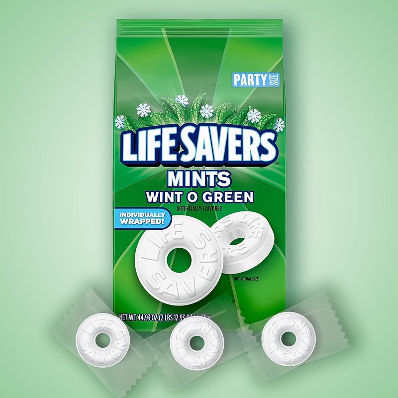 LIFE SAVERS Wint-O-Green Breath Mint Bulk Hard Candy, Party Size,