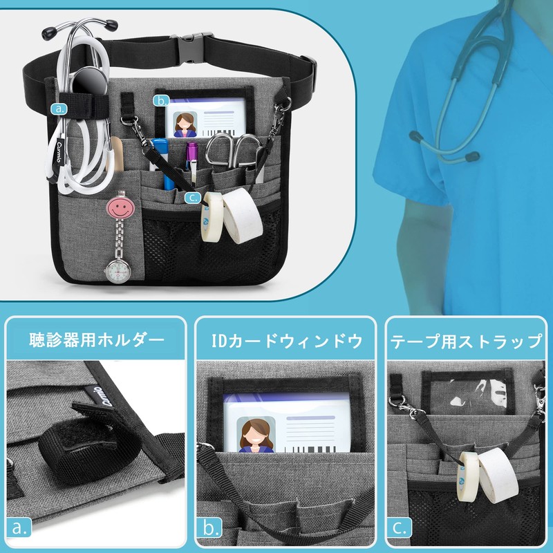 CURMIO Nurse Waist Pouch, Nurse Pouch with Stethoscope and Tape