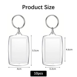 Thoquene Pack of 10 Photo Keyrings, Double-Sided, Acrylic Photo Pendant with Picture, transparent