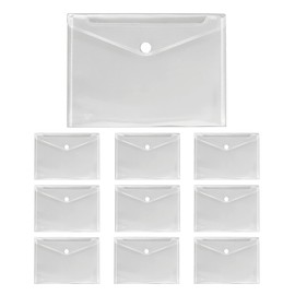 VELOFLEX A453010 Document Wallet Crystal, Pack of 10, DIN A4, Document Wallet with Velcro Fastening, Polypropylene, Transparent