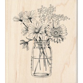 Inkadinkado Floral Mason Jar Mounted Rubber Stamp for Card Making and Scrapbooking, 3.5'' x 4''