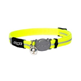 Rogz Reflective Nylon Cat Collar with Breakaway Clip and Removable Bell, fully adjustable to fit most breeds, Yellow