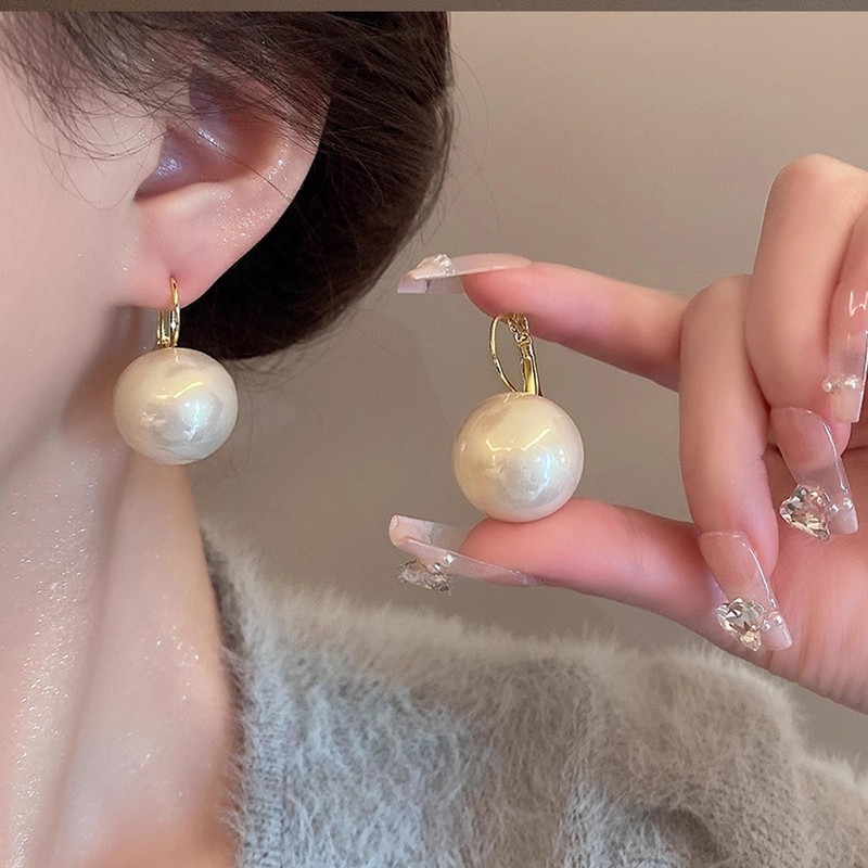 Big Pearl Drop Earrings for Women Oversized White Pearl Dangle