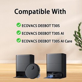 Sygbttq 19 Pack Replacement Accessories for ECOVACS DEEBOT T30S/T30S AI/T30S AI Care Robot Vacuum, 1 Main Brush, 6 Side Brushes, 4 Hepa Filters, 4 Mop Cloth Pads, 4 Dust Bags
