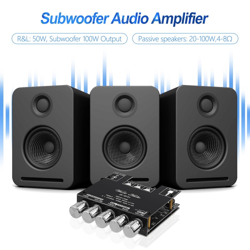 Bluetooth Hi-Fi Amplifier ZK-MT21 2.1 Channels Mini Stereo Audio Amplifier