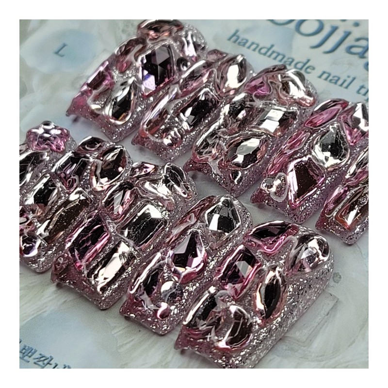 Completely full stone handmade nail tip pedi tip - Stiletto