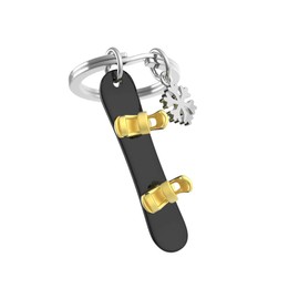 METALMORPHOSE - Metal Keyring 3D Snowboard & Flake - for Winter Sports Enthusiasts - Gift for Men, Women - Olympics - MTM148-01, Black, Gold, One Size, Snowboard, Black, Gold, snowboard