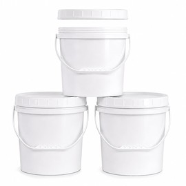 UMETASS 3PCS 2.5 Gal White Buckets Set, Durable Plastic Storage Containers with White Lids & Handles, Food Grade Pail for Home, Paint & Water Storage