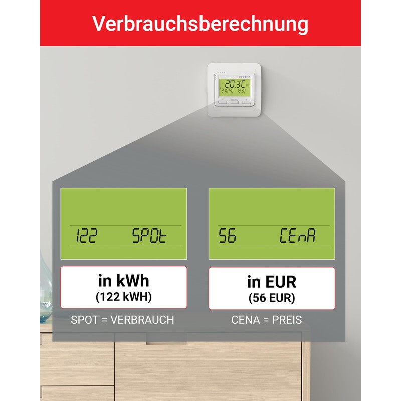 ELEKTROBOCK PT713-EI Digital Wall Thermostat - Programmable - LCD Display
