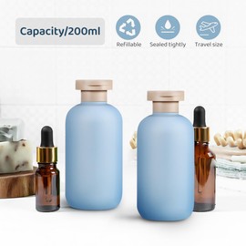 Baluue 2pcs Travel Shampoo Bottles Refillable Toiletry Containers with Wide Covers Stylish Blue Outdoor Trips Camping Business Travel