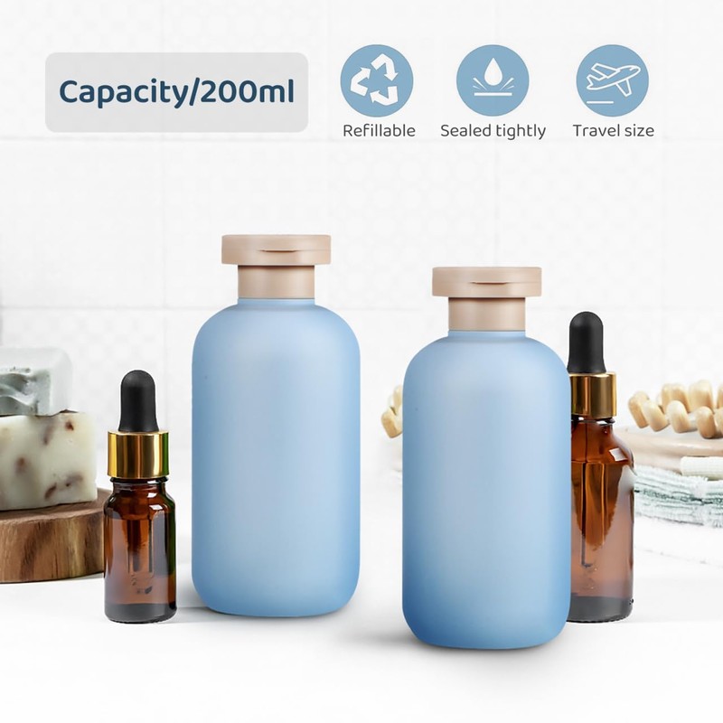 Baluue 2pcs Travel Shampoo Bottles Refillable Toiletry Containers with Wide