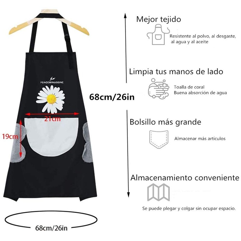 Voarge 2 Small Daisy Kitchen Aprons Adjustable Washable Waterproof Oily