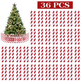 Soaoo 36 Pcs Christmas Tree Gate Christmas Tree Fences Decoration Candy Cane Picket Fence Cat Proof Indoor Garden Decoration Fence for Holiday Party Home Decor (Red,White,Classic Style)
