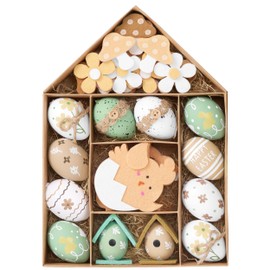 VALERY MADELYN 40 Easter Eggs for Hanging for Easter Decoration, Modern Artificial Easter Eggs for Easter Decoration, Green Brown Ornament for Easter Baskets, Spring Decoration, Easter Gifts Children