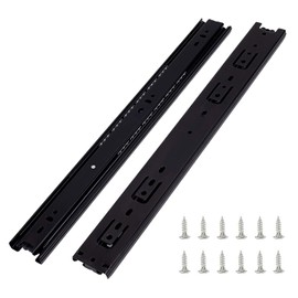 6 Pairs of 16 Inch Hardware 3-Section Full Extension Ball Bearing Side Mount Black Drawer Slides,100 LB Capacity Drawer Slide