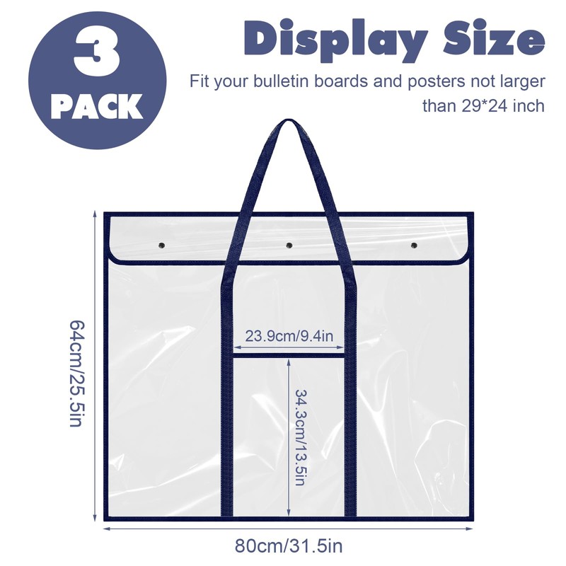 3 Pack Large Poster Storage Bag, 25.5" x 31.5" Bulletin