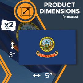 Magnet Me Up Idaho US State Flag Bumper Sticker Decal, 3x5 2 Pack, Vinyl Adhesive Sticker for Car, Truck, SUV Weatherproof State Pride Collectible Full Color, Durable, Made in The USA