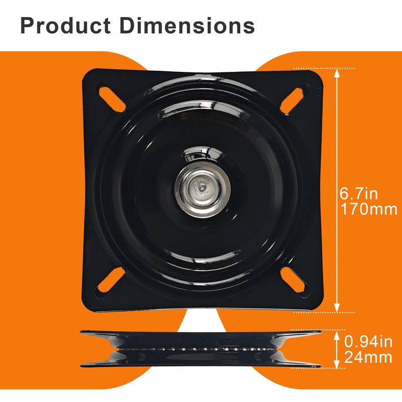 Racfenick 6.7inch/170mm Heavy Duty Bar Stool Swivel Plate Chair Base