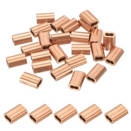 PATIKIL M2.5(3/32") Copper Crimping Loop Sleeve, 25 Pack Wire Rope Loop Sleeve Cable Crimps for Cable Ferrule, Wire Rope, and Cable Line End Assortment