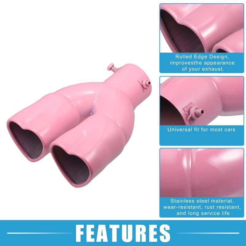 X AUTOHAUX Car Exhaust Tip Heart Shaped Tail Pipe 2.48Inch