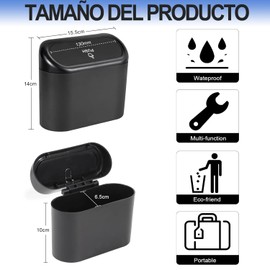 2 Pack Cubo de Basura Para Coche con Tapa, Mini Bote de Basura para Auto con 5 Rollos de Bolsas de Basura Portátil Organizador de Basura para Automóviles Accesorios Cubeta de Basura