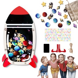 Magnetic Reward Jars for Kids - Space Explorer Rocket Reward Jar with Colorful Letter Stickers | Kids Behavior & Chore Chart for Classroom Incentives, Home, and Potty Training（33 PCS)