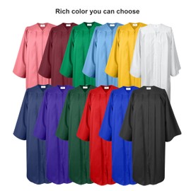 GradPlaza 6 Pcs or 10 Pcs Graduation Cap and Gown 2025 Tassel Year Set for Middle High School College Adult Size 45FF Robe