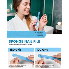 BEZOX 10 Pcs Professional Nail Files and Buffers for Acrylic & Natural Nails, Double-Sided 100/180 Grit Emery Boards, Reusable Salon-Grade Nail Filer and Shine Kit for Women & Pets